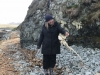 Kathy and a skeleton of??...maybe a Pacific cod