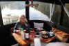 Anniversary time, #45, dinner on the Flybridge inside the warm and cozy enclosure!!