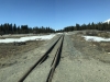 Crossing the narrow gauge White Pass railroad tracks