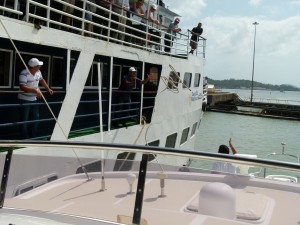 Rafting to Tourist Boat in Miraflores Lock