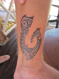 Traditional Polynesian tattoo with much meaning...  Very cool, Captain!!