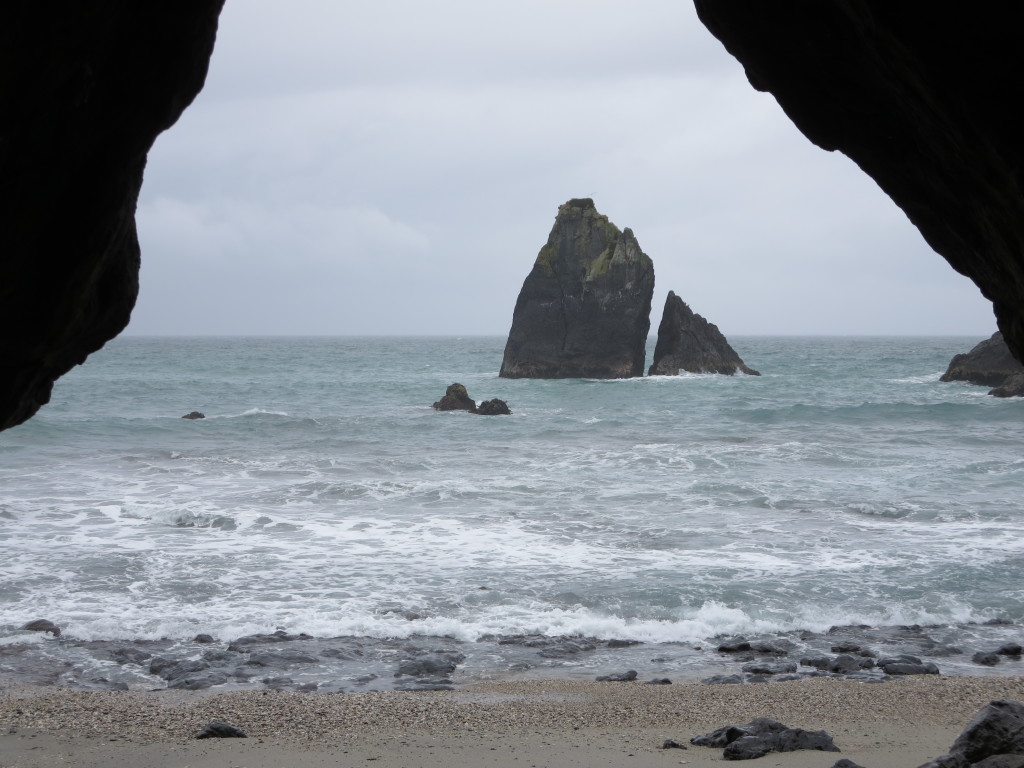 Scene from coastal walk - we took refuge in a cave for a while!