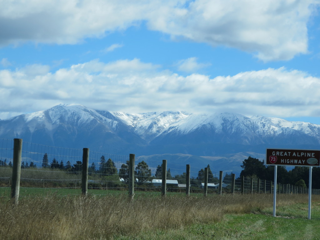 On the road to Arthur's Pass - that be snow in the hills!!