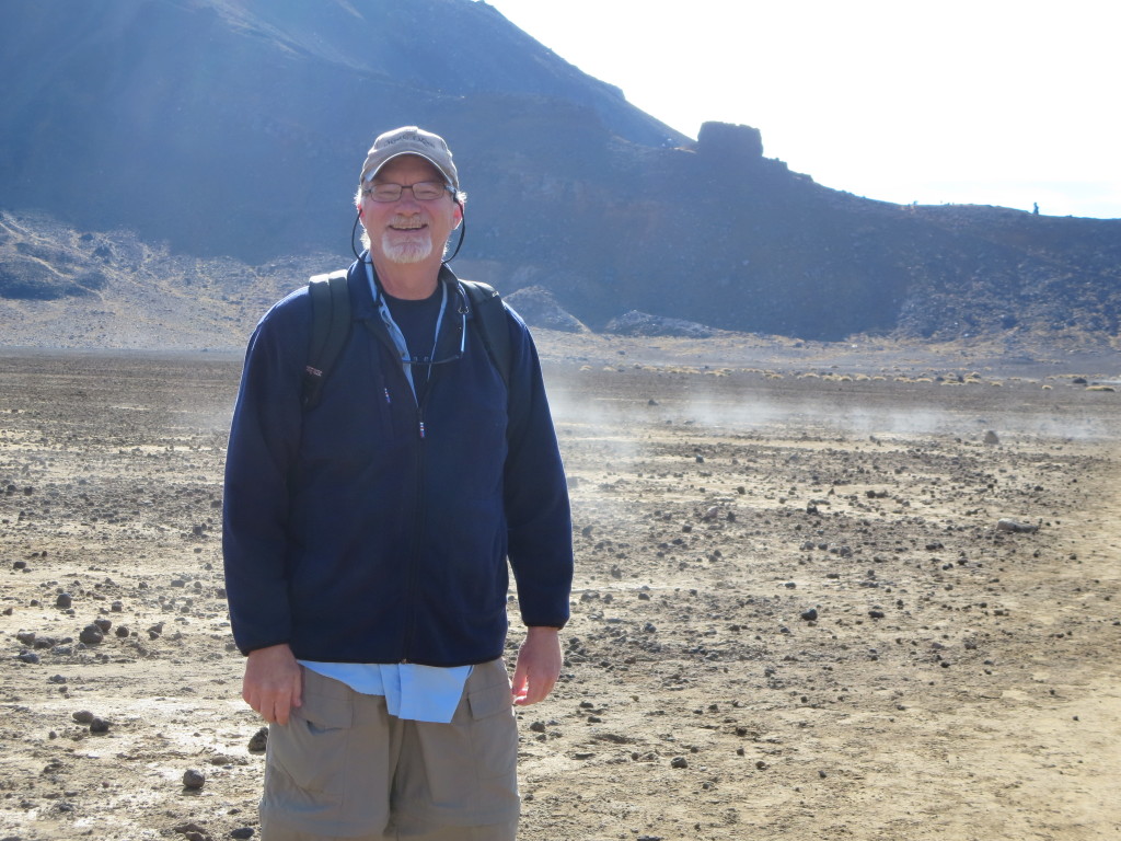 Not at my best - eyes closed, shirttail hanging out but I'm happy....look at the steam vents behind...uh, let's go!!!! This is in South Crater.