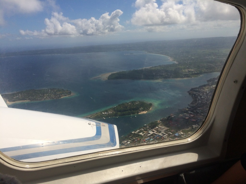 View of Port Vila, there is Mystic close to the island to the left of the beach!!