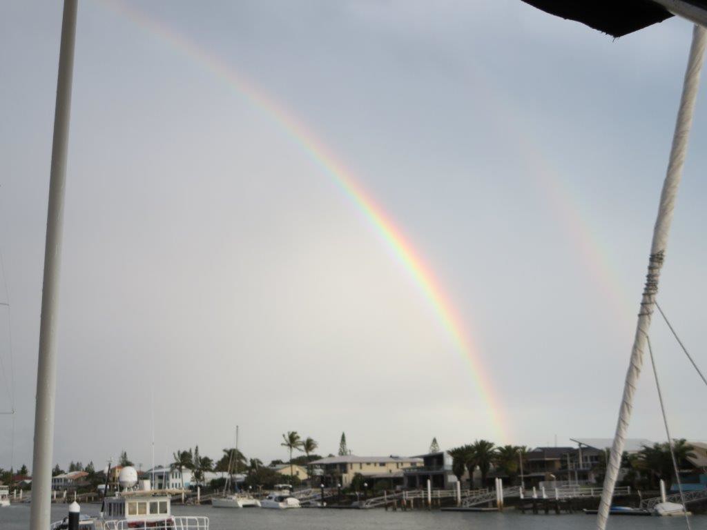 Double rainbow off Mooloolaba  marina; note the houses, reminded Kathy of Fort Lauderdale!