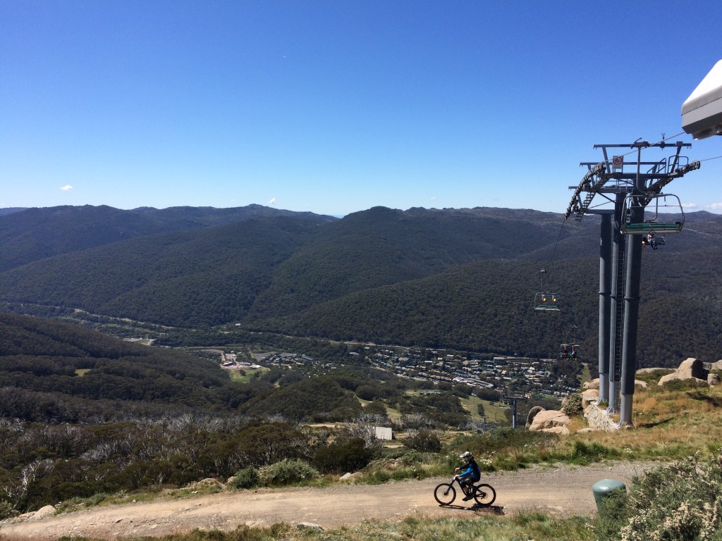 The town of Thredbo below, where we stayed...and one of the mountain bikers
