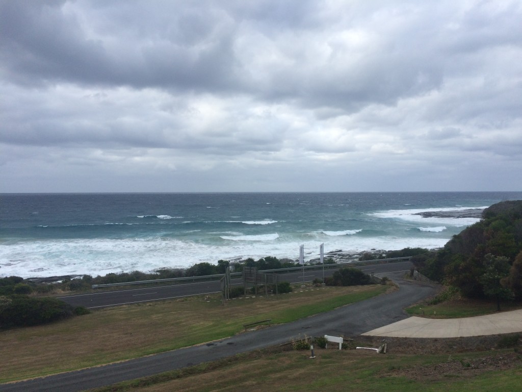 View from the hotel the next morning - dark and stormy Southern Ocean style