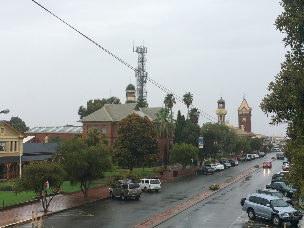 The old and new......cell et al tower and steeple of a 100 year old church in Broken Hill