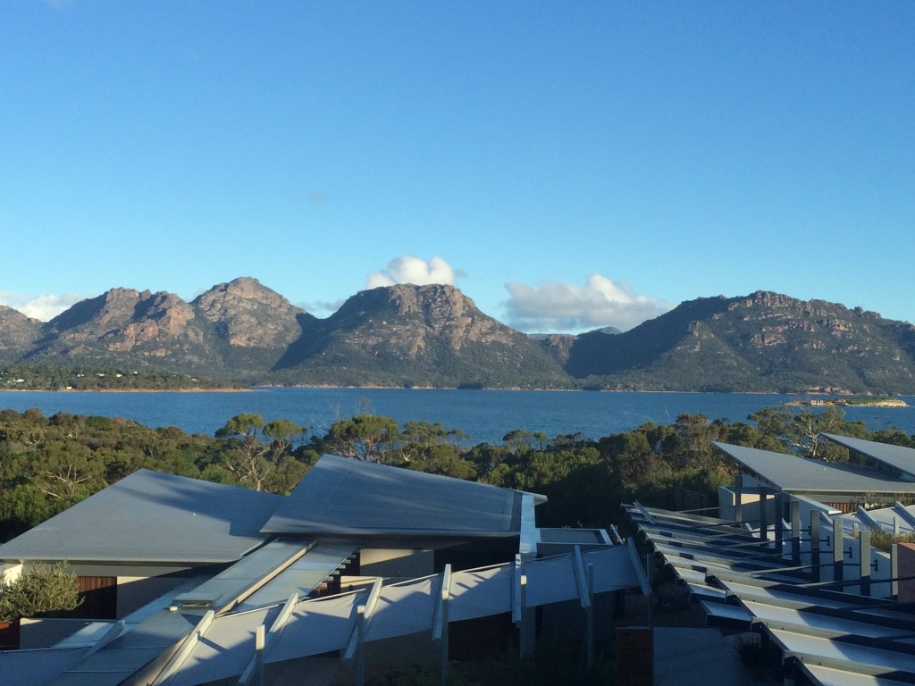 View of the Hazard Mountains from Saffire Freycinet Lodge