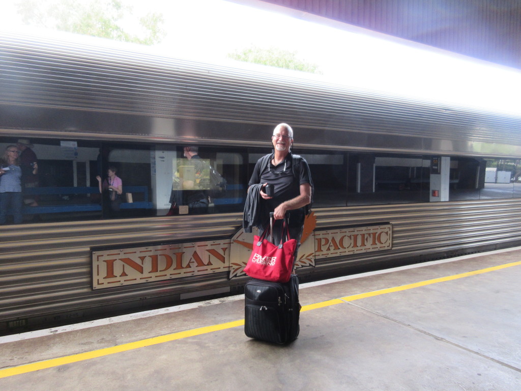 Getting on the train....this was all the luggage we could have in the cabin...we could check the rest!!