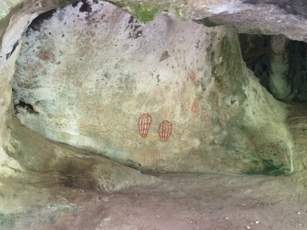 Aboriginal art in a cave in Nara Inlet