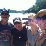 Selfie of Stacy, Kalle, Kathy and John on Dugong Beach