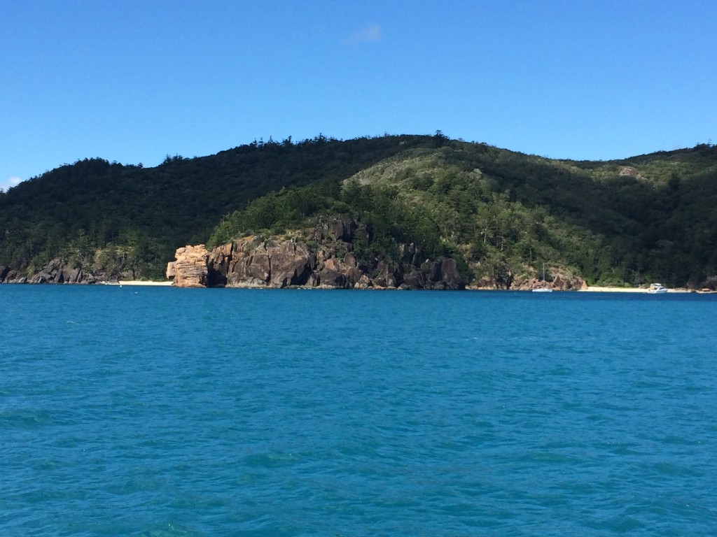 That is the Woodpile where tried a dive but current was too strong. On the right is Manta Ray Bay where we did 2 dives