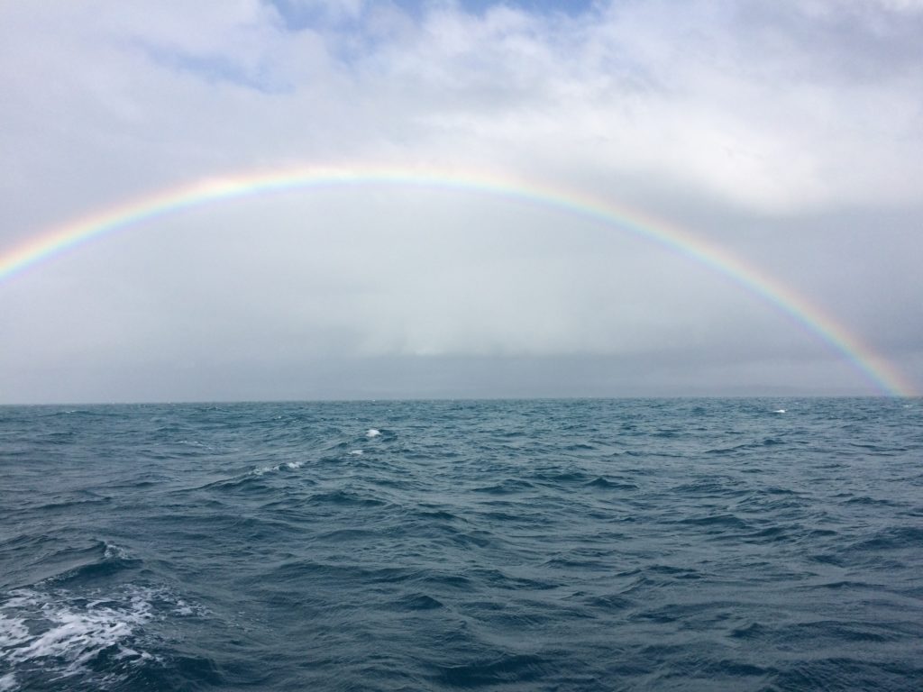 Beautiful rainbow on passage to Horn Island.....it was so big it would not fit in the picture!!